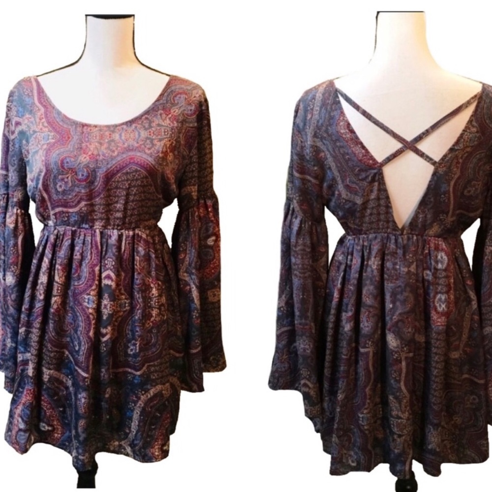 Altar’d State Paisley Long Bell Sleeve Boho Top
